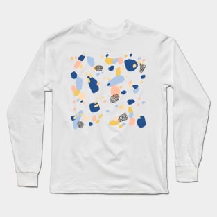 Modern Terrazzo Pattern | Classic Blue Long Sleeve T-Shirt
